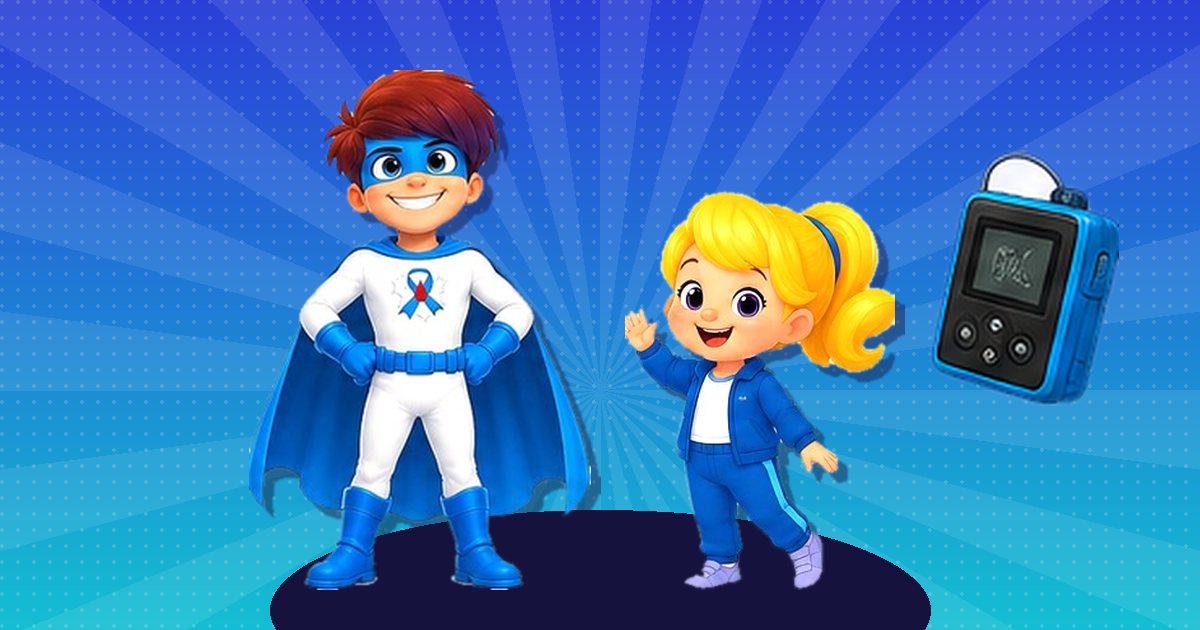Captain Lantus and Poppy Star with an insulin pump
